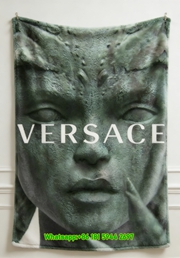 Versace Green Bronze Medusa Sculpture Print Flannel Sofa Throw Blanket IMG_1409